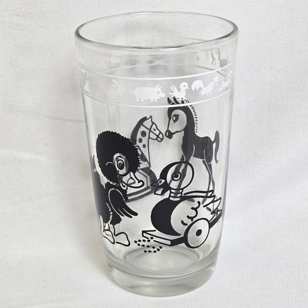Kraft Swanky Swig‎ Glass Tumbler, Foal & Duck Kiddie Kup Pattern, 3.75" Vintage